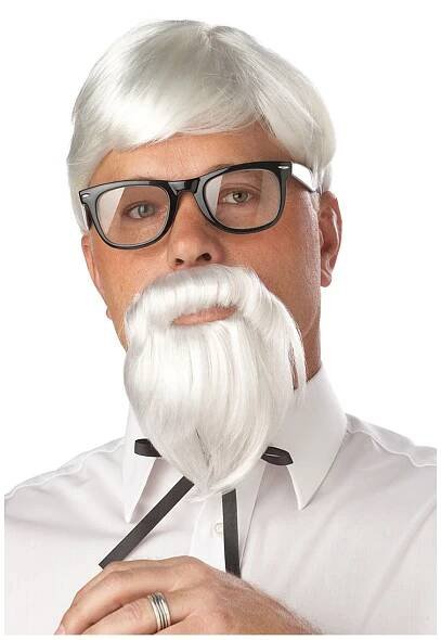 White Colonel Wig and Moustache