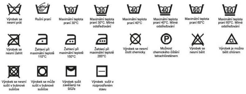 Symboly na etiketě prádla
