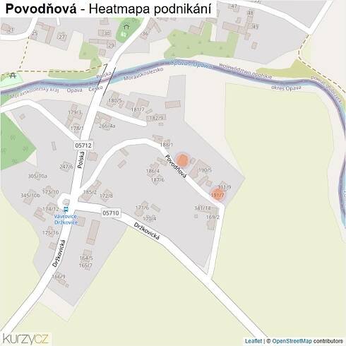 Mapa Povodňová - Firmy v ulici.
