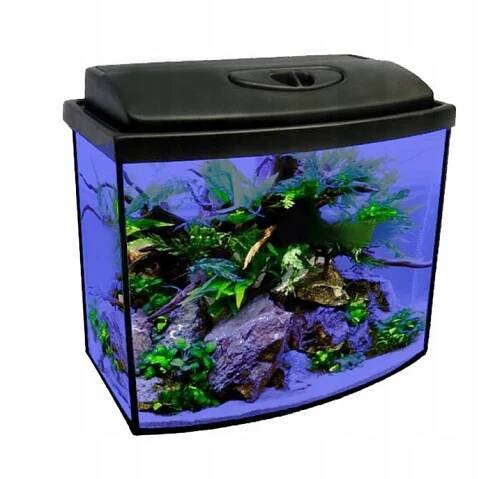 AKVÁRIUM 30L 40x25x30 KOMPLETNÍ SADA PROFIL / OVÁL LED DEN + NOC + BONUS