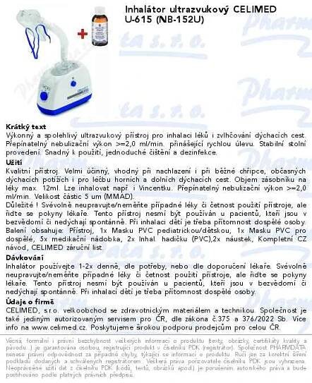 Inhalátor ultrazvukový CELIMED U-615 (NB-152U) | SOS lékárna online, internetová lékárna, léky