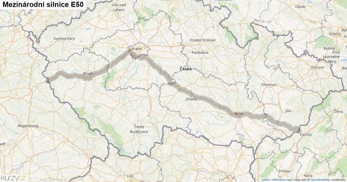 Silnice E50 - mapa Silnice E50 | Kurzy.cz