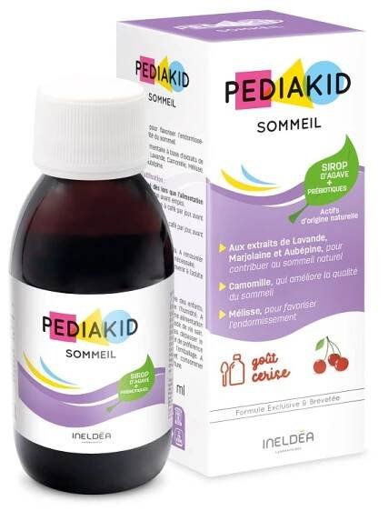 Pediakid Klidný spánek – přírodní sirup pro děti s heřmánkem, levandulí a magnesiem (třešňová příchuť), 125 ml