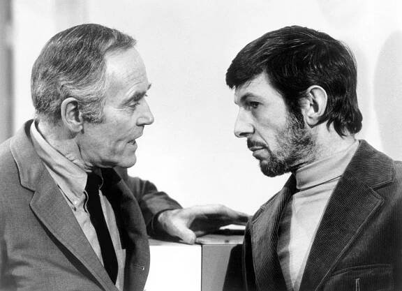 THE ALPHA CAPER, (from left): Henry Fonda, Leonard Nimoy, 1973.