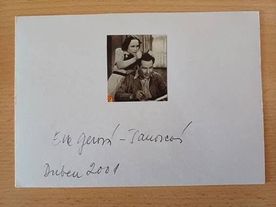 Gérová Eva, herečka, kartička s obrázkem a originál autogramem - Ostatní sběratelské předměty