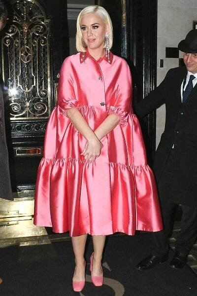 Katy Perry seen leaving Scott's restaurant in Mayfair on February 03, 2020 in London, England.