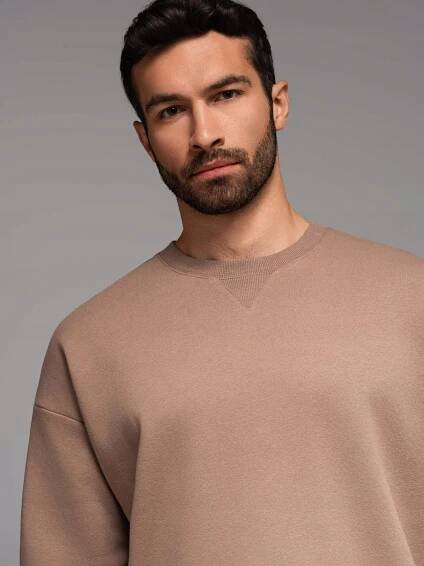 Klasická tepláková mikina unisex basic hnědá Ombre OU-SNBC-0104 V16 XL/XXL Značka Ombre