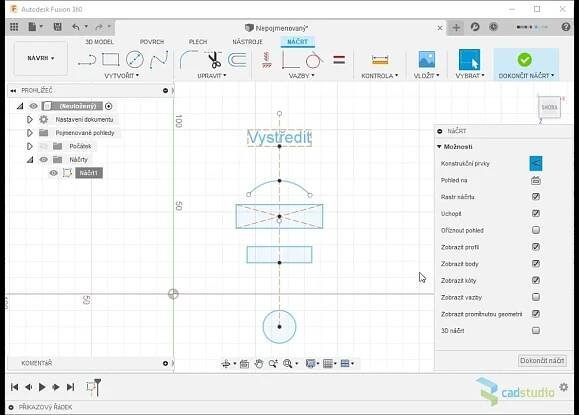 Fusion 360 - zarovnání textu a dalších objektů
