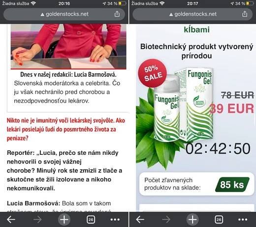 Lucia Barmošová zenužitá podvodníkmi a Fungosis Gel