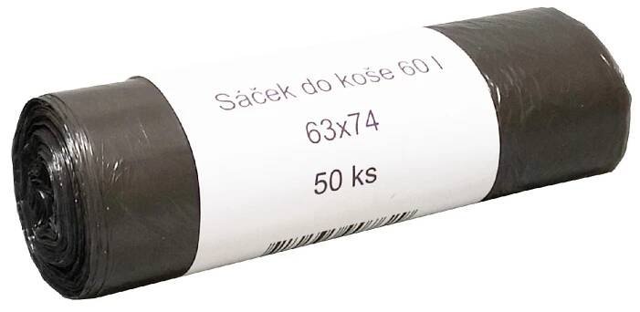 Pytel/sáček do koše HDPE 63x74cm(60litrů), černý/1 role - 50sáčků