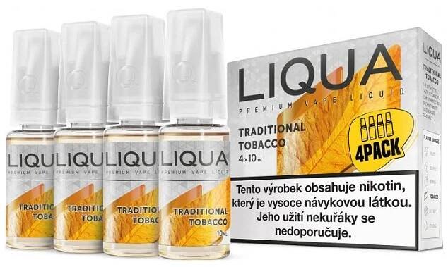 LIQUA Traditional tobacco 4Pack (4x10ml) - Elektronické cigarety, náplně (e-liquidy), BLU, PULZE - www.trafika12.cz