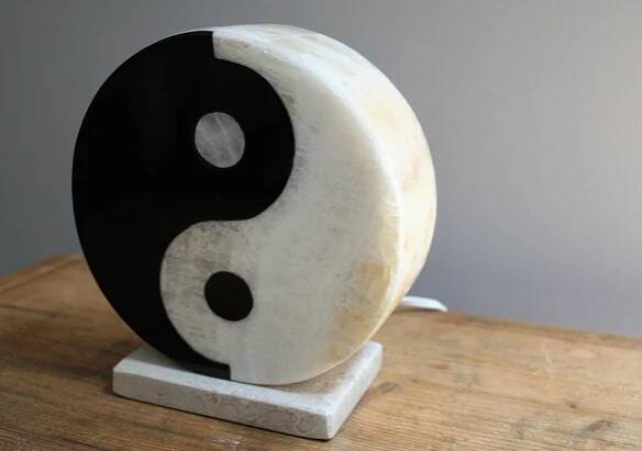 Yin-Yang Onyx desk lamp - inner peace, 8 inch diameter - AV Onyx Home - Onyx Lamps