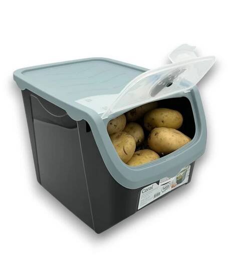 Skladovací box na cibuli a brambory, černý a světle šedý (12l)