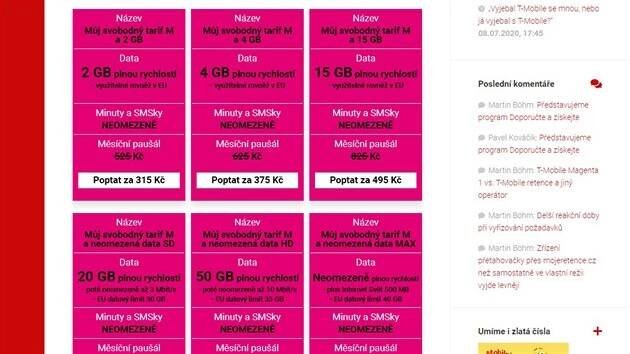 Podpultové retenční tarify T-Mobilu