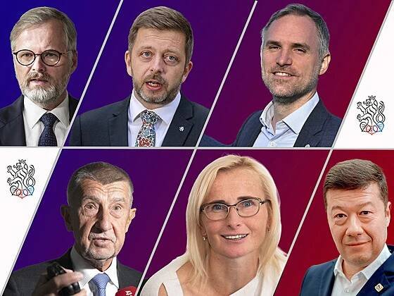 Horní řada zleva: Petr Fiala, Vít Rakušan, Zdeněk Hřib. Dolní řada zleva:...