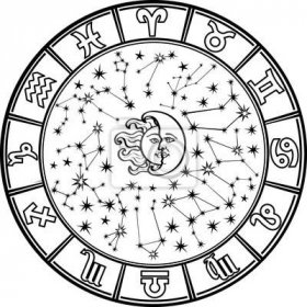 Horoskop circle.Zodiac sign.Black a bílá