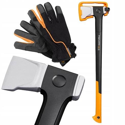 FISKARS X-SERIES X32 L Štípací sekera na dřevo + Pracovní rukavice