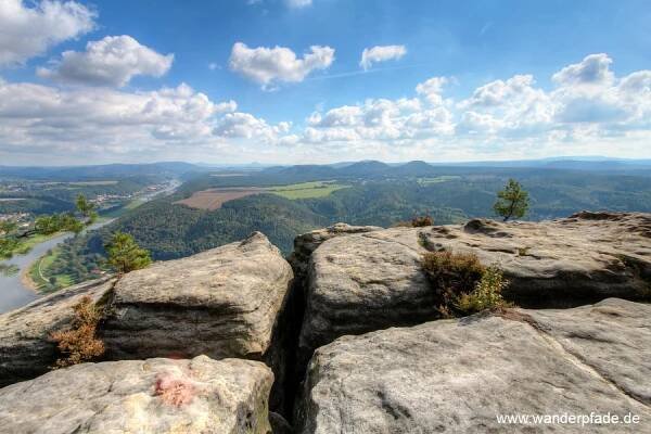 Foto: Bad Schandau, Elbe, Kleinhennersdorfer Stein, Papststein, Gohrisch