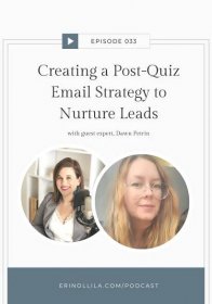 Social media image highlighting a podcast episode with Dawn Petrin about post quiz email strategy
