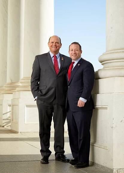  Cover image for Consumer Electronics Show’s magazine, E3, of U.S. House of Representatives members Tom Reed (R-NY) and Josh Gottheimer (D- NJ) . © Matthew Rakola 