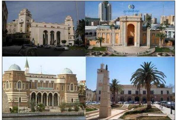 Figure 10 Images of Italian Architecture Style in the Cities of Tripoli and Benghazi that Shaped a New Libyan Heritage Site  connected to both personal and societal presence in urban design, particularly in terms of identity and design standards. Throughout history, the column and arch have had an impact on language. Gruppo 7 