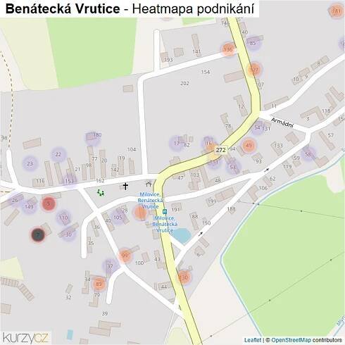 Mapa Benátecká Vrutice - Firmy v části obce.