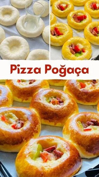 there are several different types of pizzas on the table and in front of them
