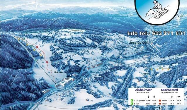 Ski areál Bukovka - Josefův Důl - informace a mapa
