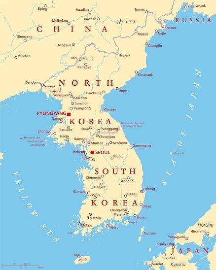 Korean peninsula political Map