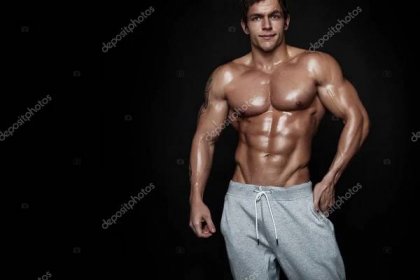 Stáhnout - Silák sportovní fitness modelu trup ukazuje svaly — Stock obrázek