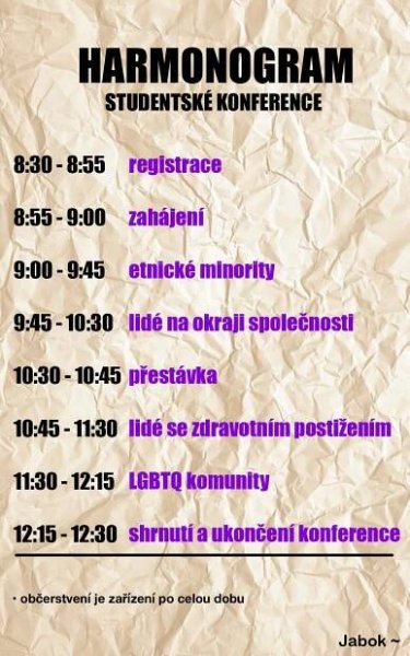 Studentská konference 2. ročníku | JABOK – Vyšší odborná škola sociálně pedagogická a teologická