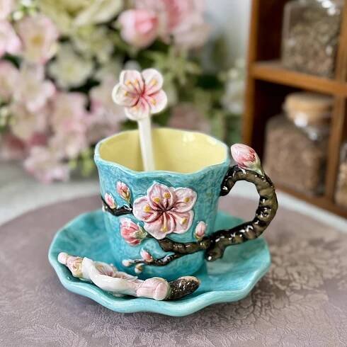 1 Set of Hand-Painted Ceramic Van * Classic Oil Painting Cups and Saucers, 1pc 3D Starry Sky, *, Sunflower, * Tea Cup Coffee Mug, 1pc Round Plate, 1pc Spoon, Exquisite Tabletop Decor, Christmas, Valentine'S Day, Mother'S Day Gift - Capacity: 180ml/6oz, Sunflower Mug, Coffee Cup Complete Set, Coffee Cups, Coffee Cup, Cup And Mug