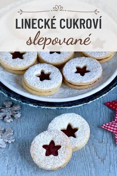 some cookies are sitting on a plate with the words linecke cukrovi