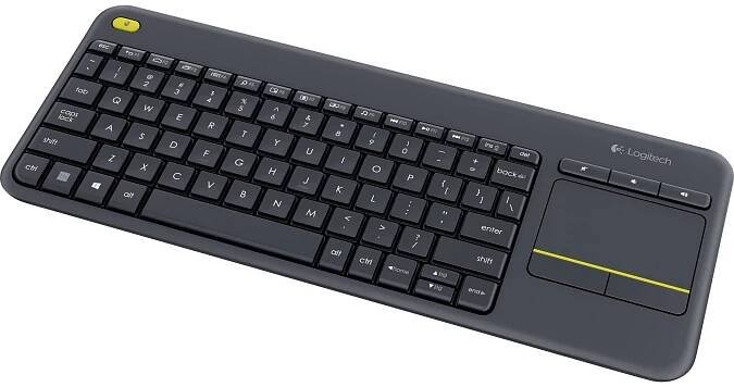 Logitech Wireless K400 Plus bezdrátový klávesnice německá, QWERTZ černá integrovaný touchpad, tlačítka myši : Půhy.cz