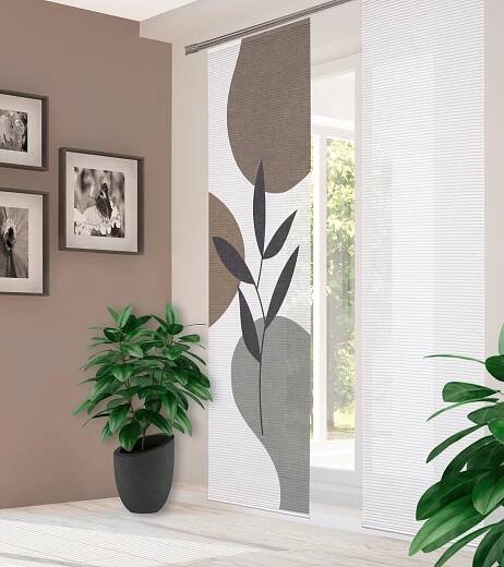 PANELOVÝ ZÁVĚS,  - bílá/šedohnědá, Natur, textil (60/245cm)