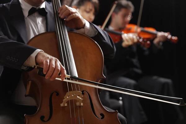 Klasická hudba, violoncellista a houslisty — Stock obrázek