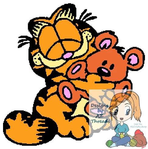 AzThreads Garfield and Pookie Grid and Written 250x250