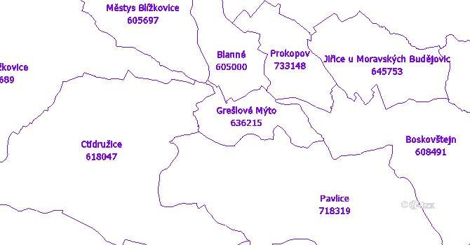 Katastrální mapa Grešlové Mýto