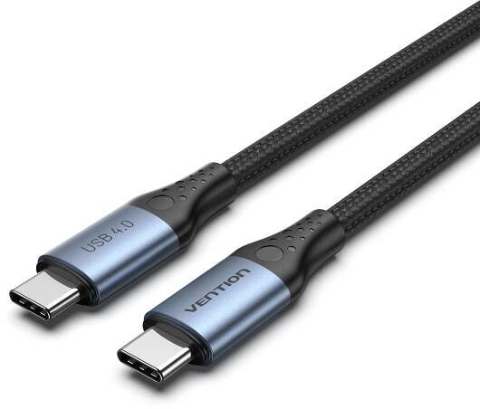 Vention Cotton Braided USB-C 4.0 5A Cable 1m Gray Aluminum Alloy Type