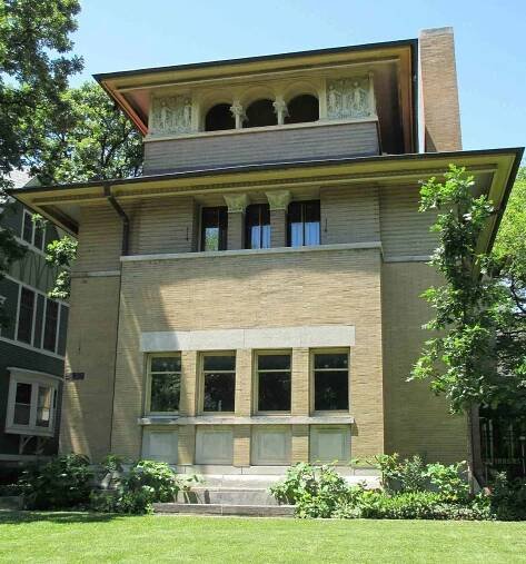Early three-story private home designed by Frank Lloyd Wright, 1896