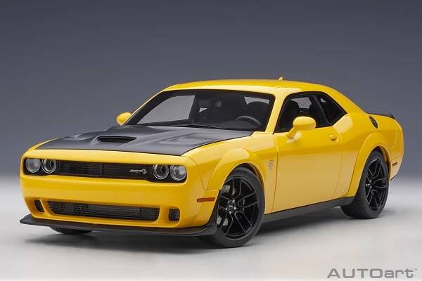 1:18 Dodge Challenger SRT Hellcat widebody 2018 YELLOW jacket/satin black painted hood | AutoGallery.sk | AUTOArt |ZBERATEĽSKÉ