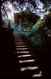 In Kamakura Japan - stairs leading up to a bell tower - canon SLR with 19mm lens, Kodachrome - Going over to the dark side - Tony Karp, design, art, photography, techno-impressionist, techno-impressionism, aerial photography , drone , drones , dji , mavic pro , video , 3D printing - Books -