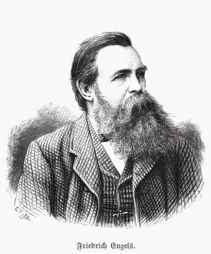 friedrich engels (1820-1895) - německý filozof, dřevoryt, vydáno v roce 1893 - marxismy stock ilustrace