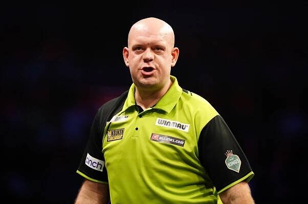 Michael van Gerwen at a darts match.