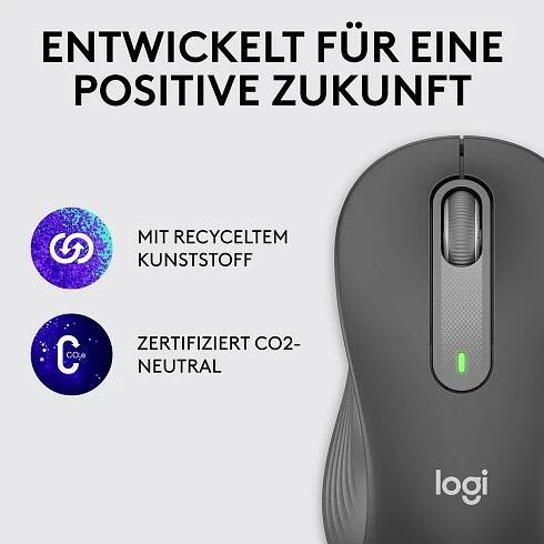 Logitech Signature M650 L left optická myš, přenos bezdrátový, Bluetooth®, 5 tlačítko, 4000 dpi, grafitová