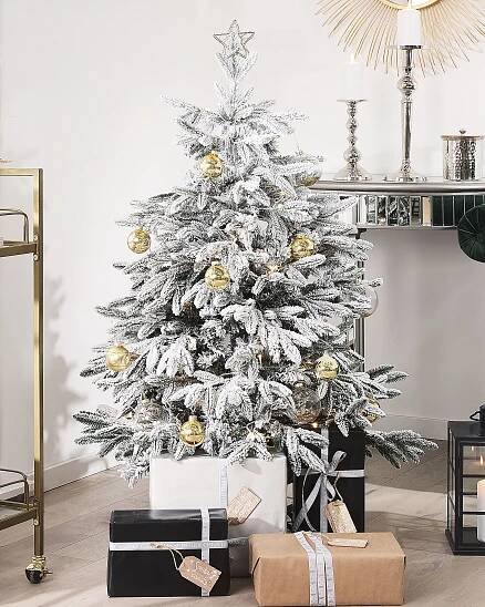 Zasněžený umělý vánoční stromek 120 cm bílý BASSIE