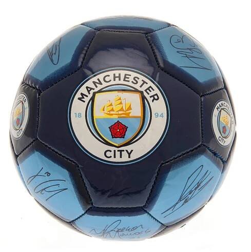 Fotbalový míč Ouky Manchester City FC, podpisy, modrý, 26 panelů, vel. 1