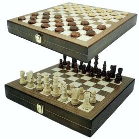 Celodřevěná sada šachy-dáma-backgammon 30 cm