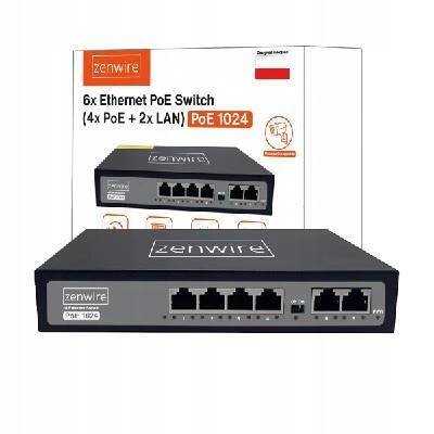 Switch Napájecí zdroj Rozbočovač POE LAN 8 portů 6 Ethernet RJ45 100Mbps Kamer
