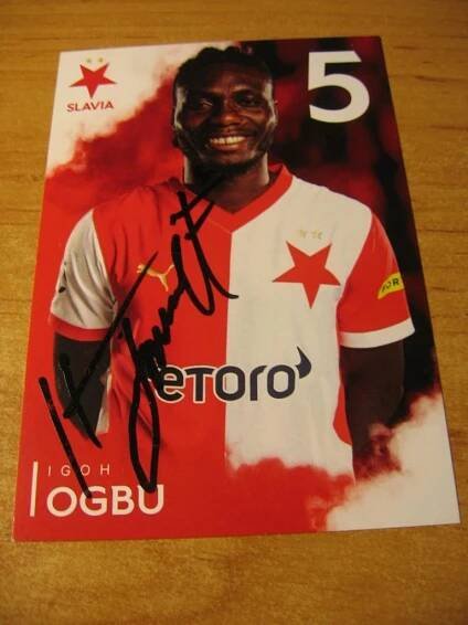 Igoh Ogbu - Slavia Praha - originál autogram